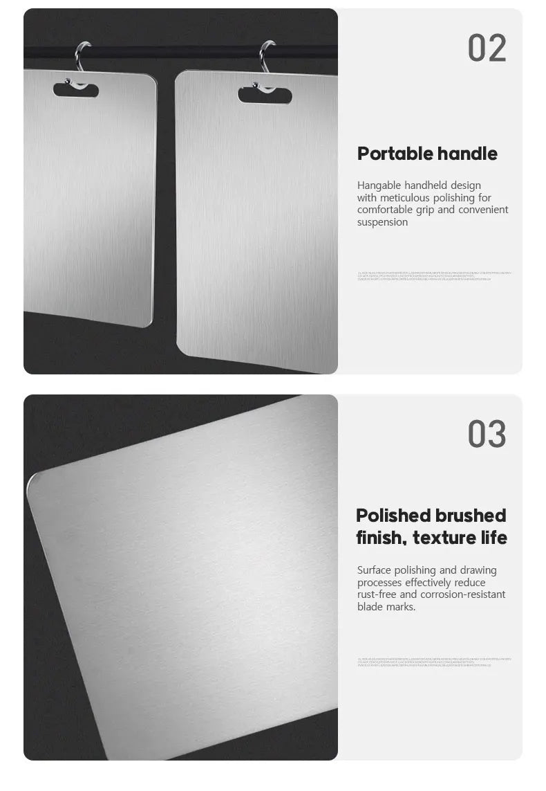 316 Stainless Steel Panel and Chopping Board Kitchen Household Thickened Double Sided Cutting Board Block Kneading Dough Board