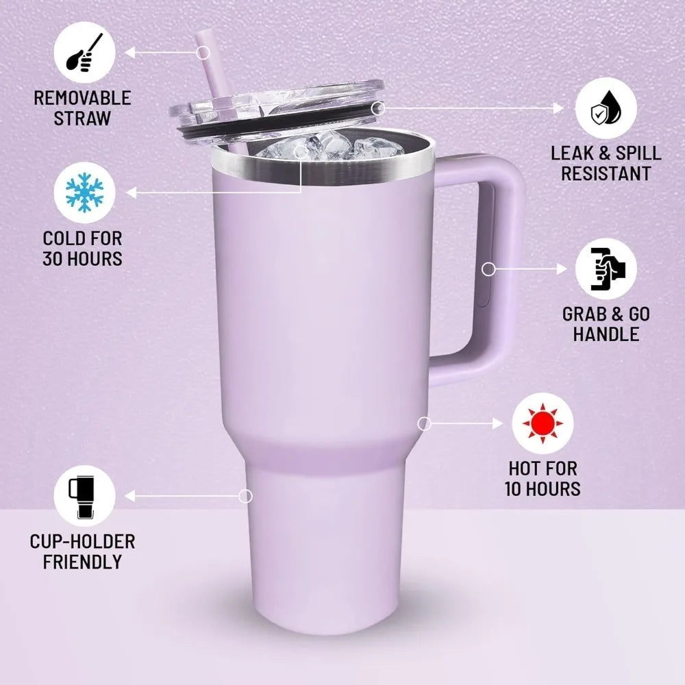 1200MLThermosCupStainless Steel Coffee Car Cup RefrigeratedVacuum Insulated WaterCup with Straw Leak Proof CoverSuitable for Gym