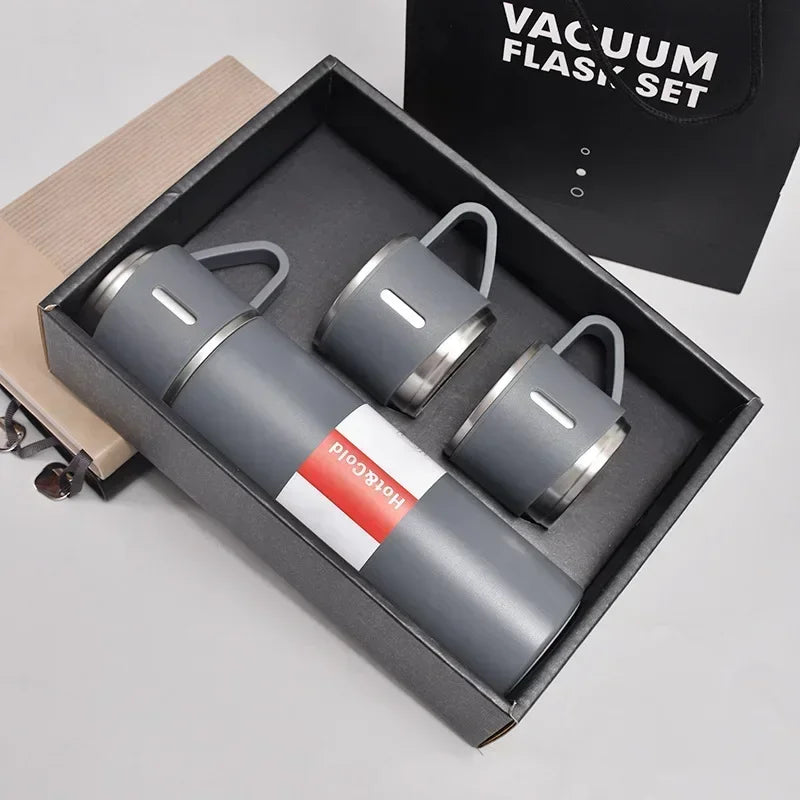 500ML Stainless Steel Vacuum Flask Gift Set Business Style Thermos Bottle Outdoor Travel Insulation Cup Couple Office Drinkware