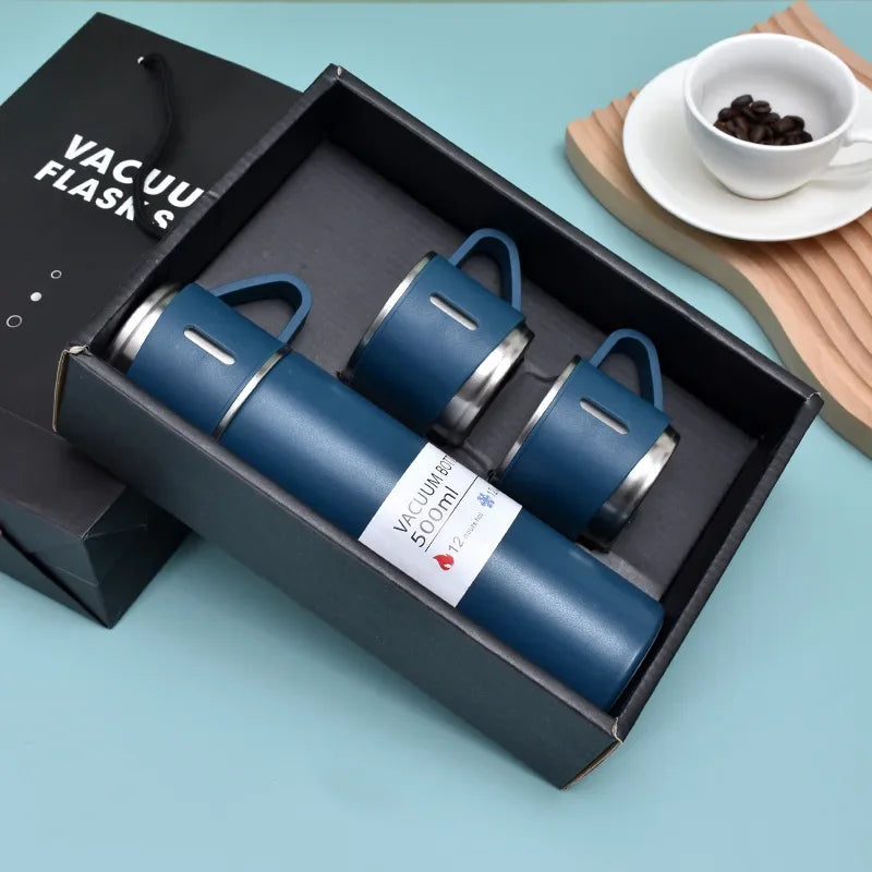 500ML Stainless Steel Vacuum Flask Gift Set Business Style Thermos Bottle Outdoor Travel Insulation Cup Couple Office Drinkware