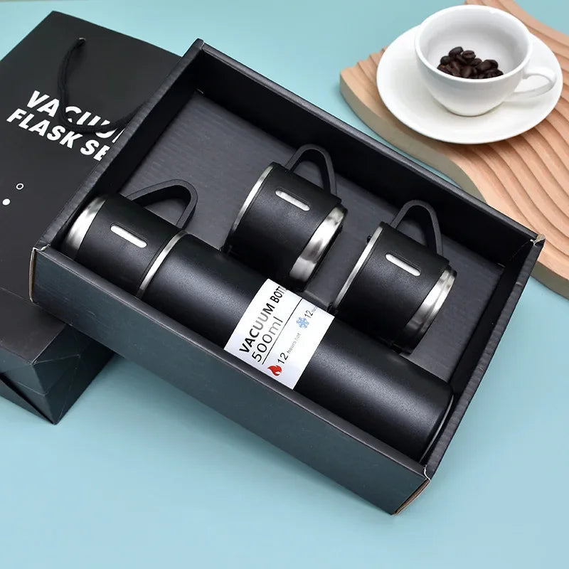 500ML Stainless Steel Vacuum Flask Gift Set Business Style Thermos Bottle Outdoor Travel Insulation Cup Couple Office Drinkware
