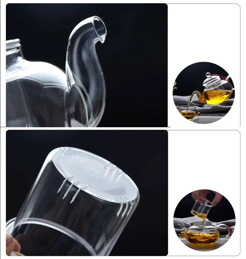 Glass Teapot with Tea Strainer Heat Resistant Glass Kettle Large Capacity Water Container Chinese Traditional Kung Fu Teaware