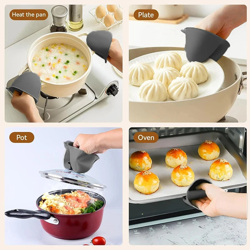 2pcs Oven Mitts Silicone Heat Resistant Pinch Mitts Anti Scalding Non Slip Gloves Clips Pot Holder Cooking Baking Oven Mitts