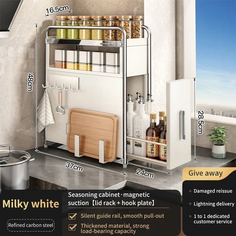 Kitchen Spice Organizer Kitchen Pull Out Seasoning Drawer Rack Countertop Dustproof Cup Storage Rack Multipurpose Spice Cabinet