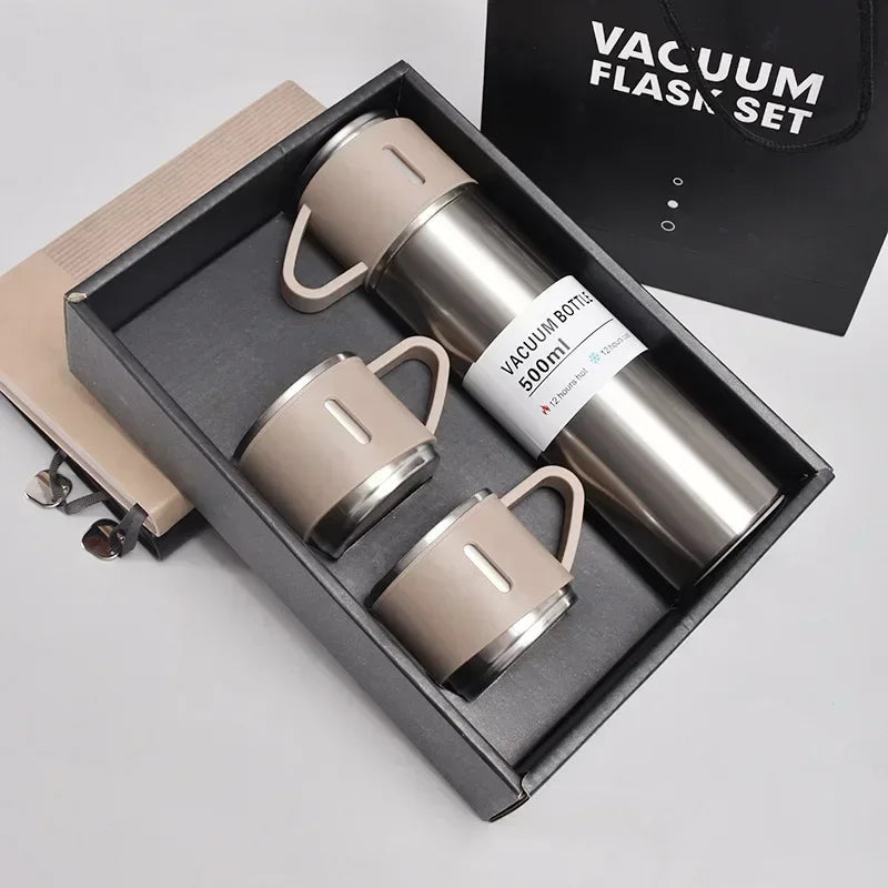 500ML Stainless Steel Vacuum Flask Gift Set Business Style Thermos Bottle Outdoor Travel Insulation Cup Couple Office Drinkware