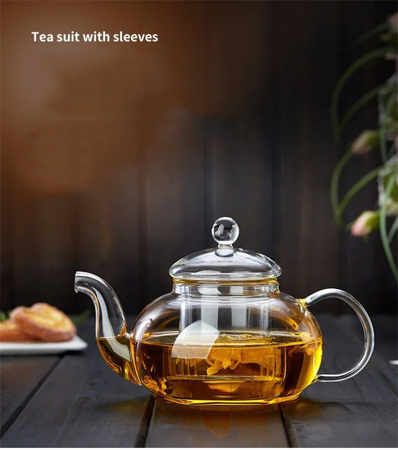 Glass Teapot with Tea Strainer Heat Resistant Glass Kettle Large Capacity Water Container Chinese Traditional Kung Fu Teaware
