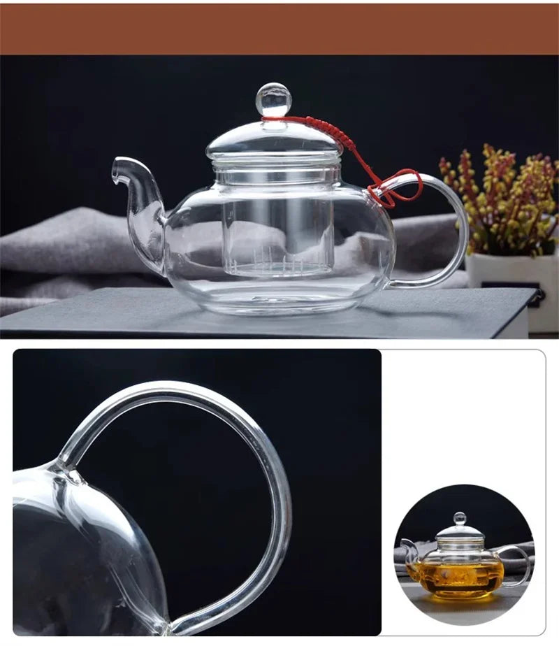 Glass Teapot with Tea Strainer Heat Resistant Glass Kettle Large Capacity Water Container Chinese Traditional Kung Fu Teaware