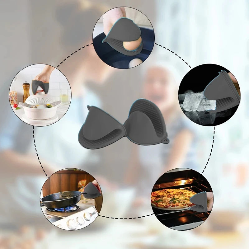 2pcs Oven Mitts Silicone Heat Resistant Pinch Mitts Anti Scalding Non Slip Gloves Clips Pot Holder Cooking Baking Oven Mitts