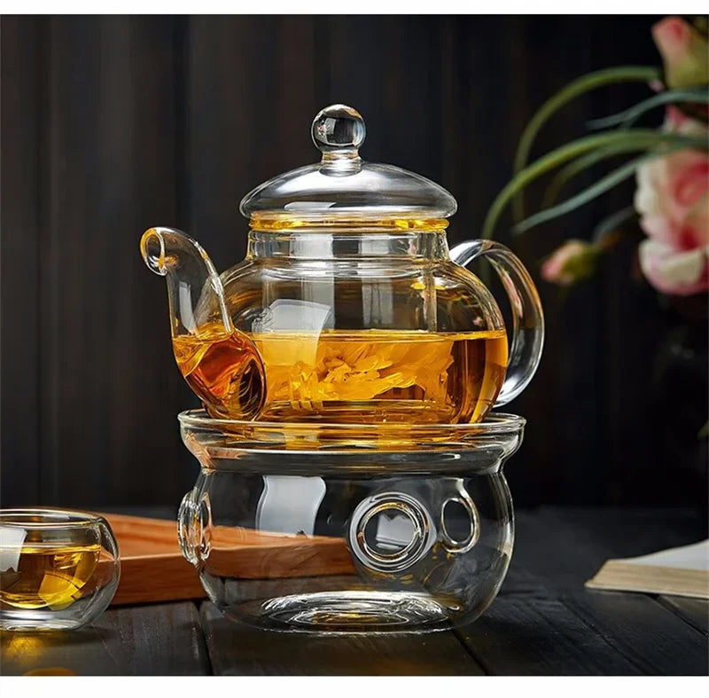 Glass Teapot with Tea Strainer Heat Resistant Glass Kettle Large Capacity Water Container Chinese Traditional Kung Fu Teaware