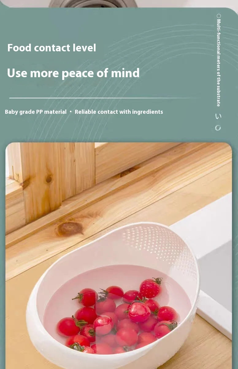 1PC-Plastic Colander Rice Bowl Drain Basket Fruit Bowl Washing Drain Basket with Handle Washing Basket Home Kitchen Organizer