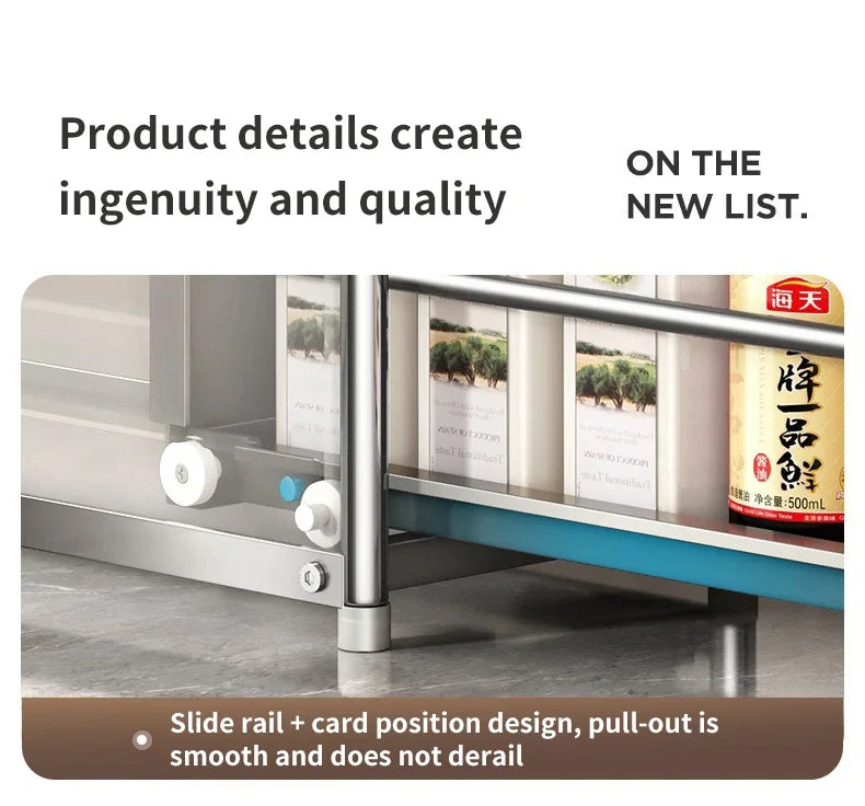 Kitchen Spice Organizer Kitchen Pull Out Seasoning Drawer Rack Countertop Dustproof Cup Storage Rack Multipurpose Spice Cabinet