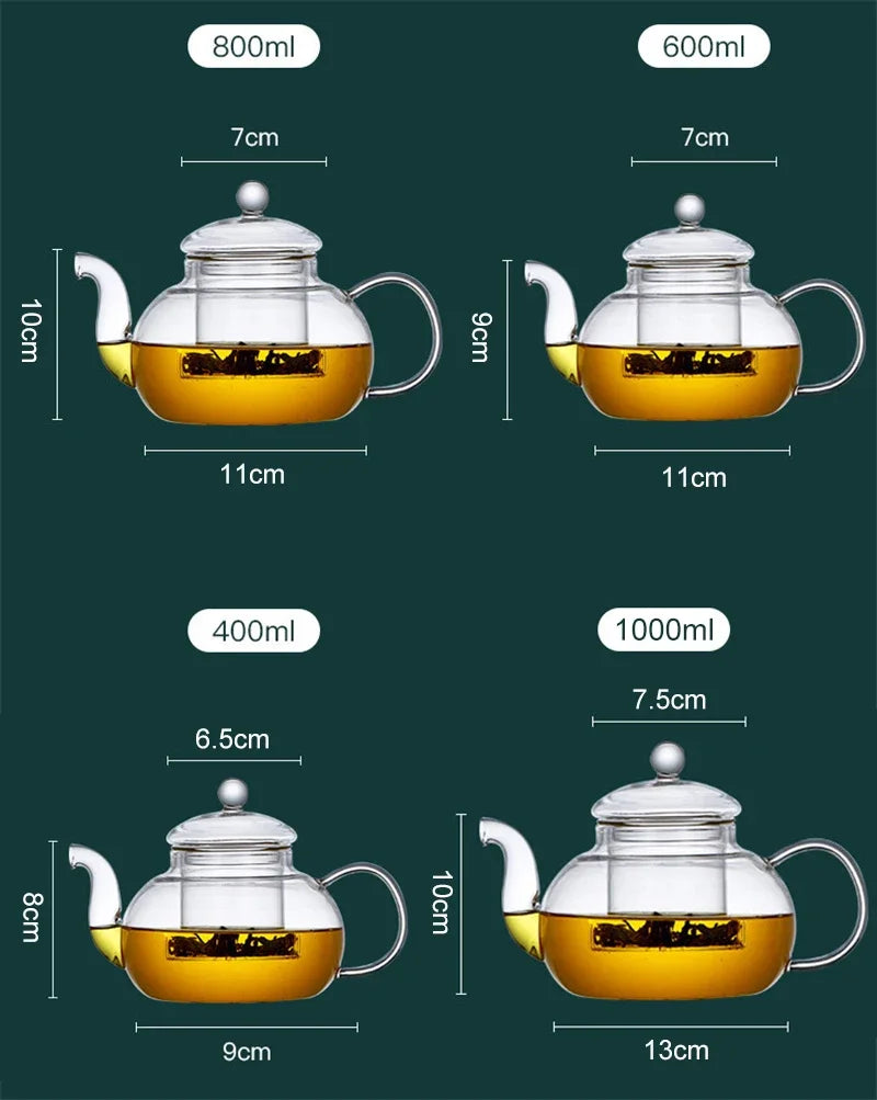 Glass Teapot with Tea Strainer Heat Resistant Glass Kettle Large Capacity Water Container Chinese Traditional Kung Fu Teaware