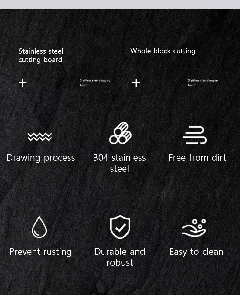 316 Stainless Steel Panel and Chopping Board Kitchen Household Thickened Double Sided Cutting Board Block Kneading Dough Board