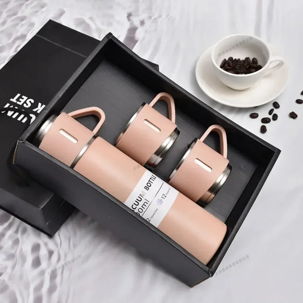 500ML Stainless Steel Vacuum Flask Gift Set Business Style Thermos Bottle Outdoor Travel Insulation Cup Couple Office Drinkware