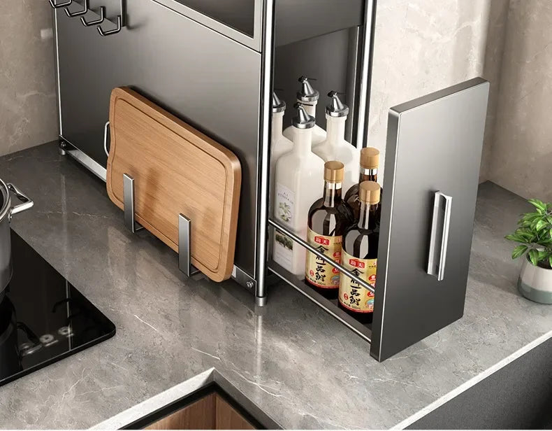 Kitchen Spice Organizer Kitchen Pull Out Seasoning Drawer Rack Countertop Dustproof Cup Storage Rack Multipurpose Spice Cabinet