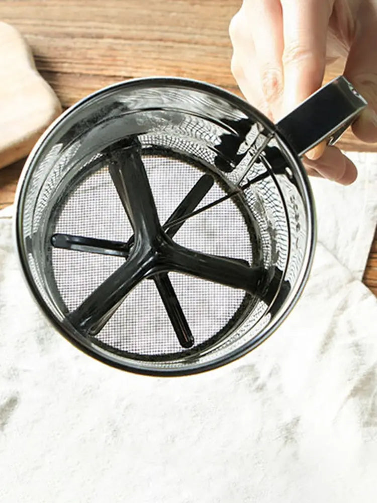 1PC Stainless Steel Flour Sifter Sieve with Hand Press Fine Mesh for Baking Powder Sugar Kitchen Baking Tools