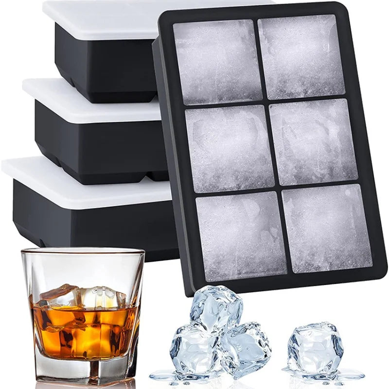 4/6/8/15 Grid Ice Cube Maker Household Large Ice Mold Bar Ice Making Mold Ice Ball Mold Ice Cube Mold Ice Tray Silicone with Lid