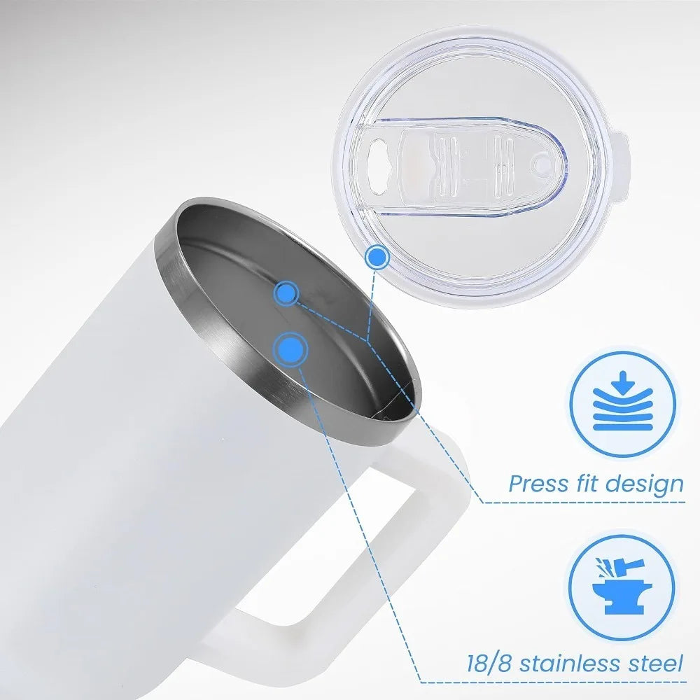 1200MLThermosCupStainless Steel Coffee Car Cup RefrigeratedVacuum Insulated WaterCup with Straw Leak Proof CoverSuitable for Gym