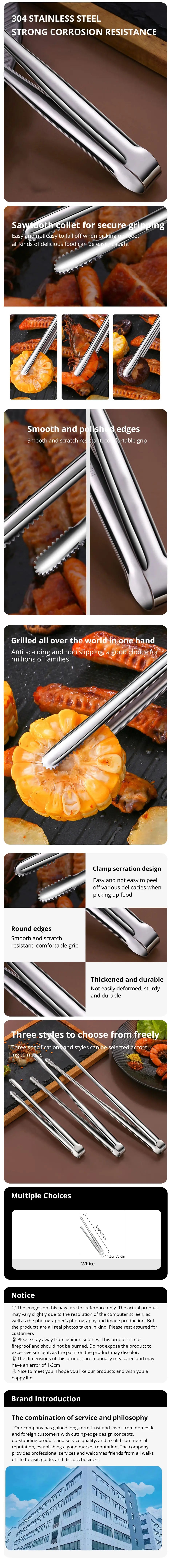 1Pc 304 Stainless Steel Barbecue Clip Grill Tongs Meat Cooking Utensils BBQ Baking Silver Kitchen Accessories Camping Supplies