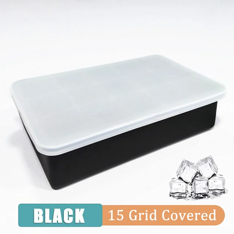 4/6/8/15 Grid Ice Cube Maker Household Large Ice Mold Bar Ice Making Mold Ice Ball Mold Ice Cube Mold Ice Tray Silicone with Lid