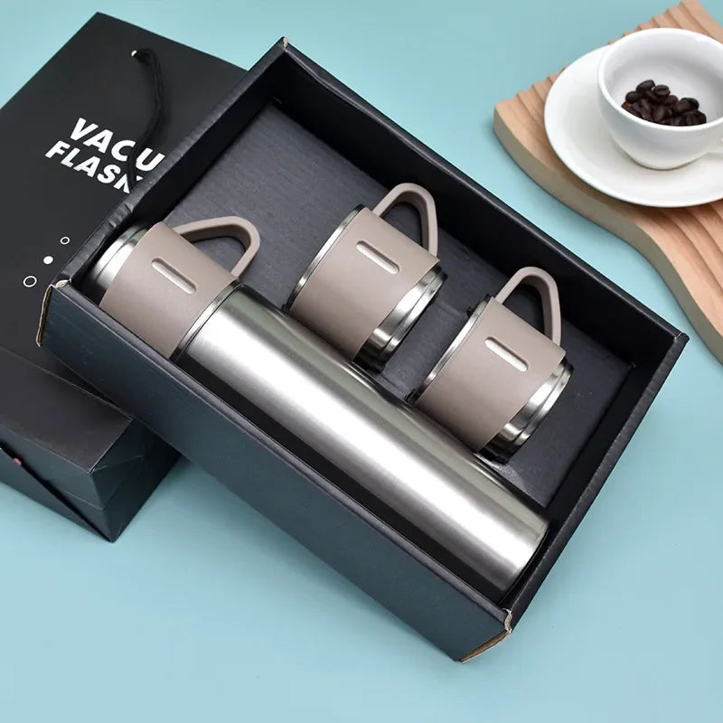 500ML Stainless Steel Vacuum Flask Gift Set Business Style Thermos Bottle Outdoor Travel Insulation Cup Couple Office Drinkware