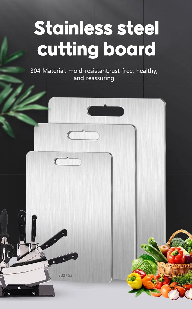 316 Stainless Steel Panel and Chopping Board Kitchen Household Thickened Double Sided Cutting Board Block Kneading Dough Board