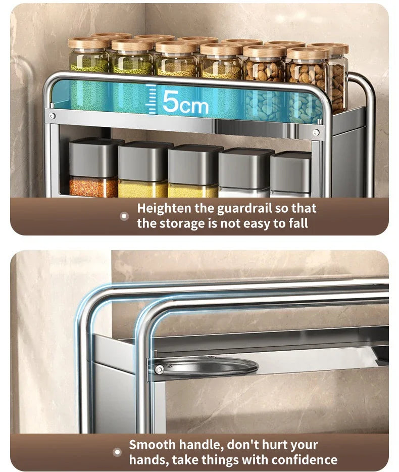 Kitchen Spice Organizer Kitchen Pull Out Seasoning Drawer Rack Countertop Dustproof Cup Storage Rack Multipurpose Spice Cabinet