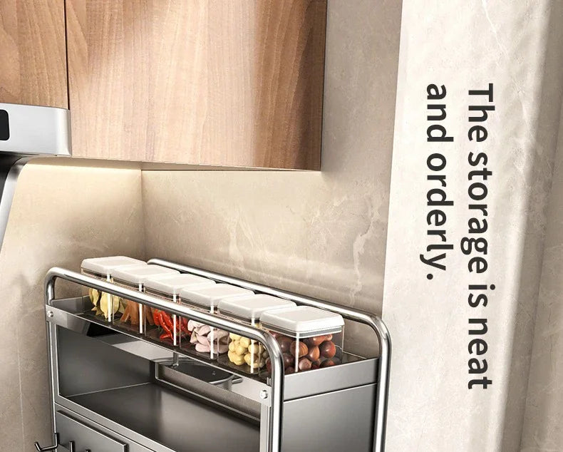 Kitchen Spice Organizer Kitchen Pull Out Seasoning Drawer Rack Countertop Dustproof Cup Storage Rack Multipurpose Spice Cabinet
