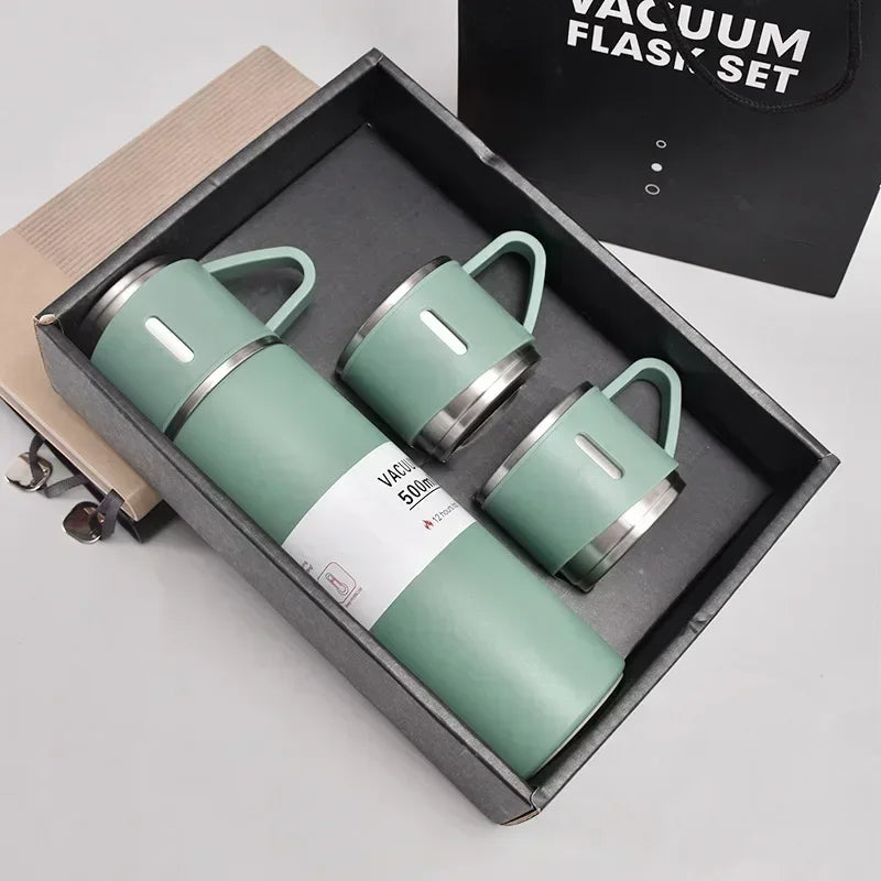 500ML Stainless Steel Vacuum Flask Gift Set Business Style Thermos Bottle Outdoor Travel Insulation Cup Couple Office Drinkware