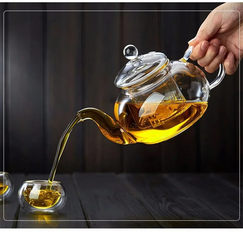 Glass Teapot with Tea Strainer Heat Resistant Glass Kettle Large Capacity Water Container Chinese Traditional Kung Fu Teaware