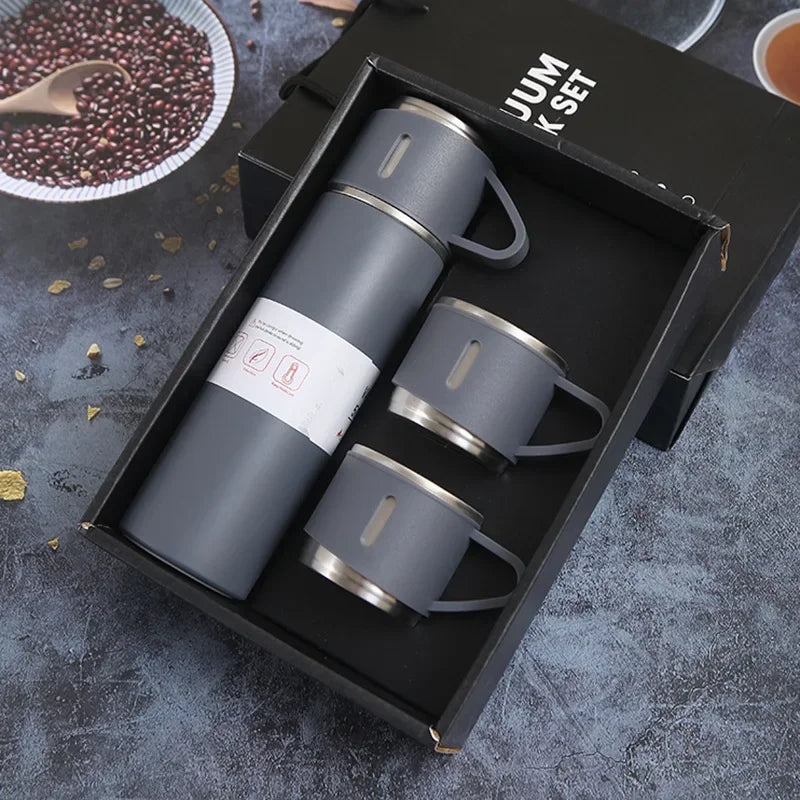 500ML Stainless Steel Vacuum Flask Gift Set Business Style Thermos Bottle Outdoor Travel Insulation Cup Couple Office Drinkware
