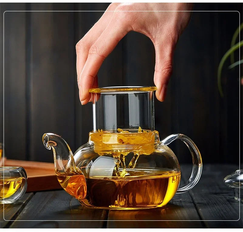 Glass Teapot with Tea Strainer Heat Resistant Glass Kettle Large Capacity Water Container Chinese Traditional Kung Fu Teaware