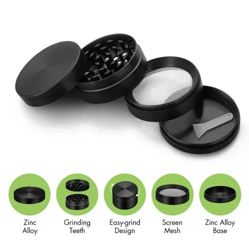 1.6in Zinc Alloy Herb Mill Grinder 4-Layer Manual Tobacco Spice Mortar Cigarette Herbal Grinder Smoking Accessories Kitchen Tool