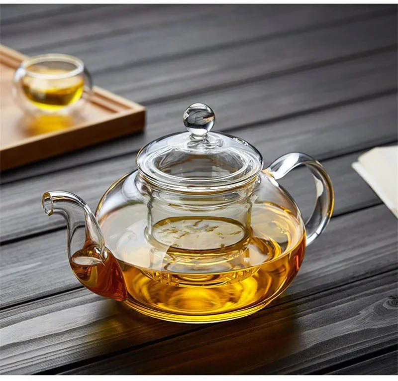 Glass Teapot with Tea Strainer Heat Resistant Glass Kettle Large Capacity Water Container Chinese Traditional Kung Fu Teaware