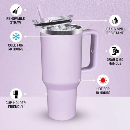 1200MLThermosCupStainless Steel Coffee Car Cup RefrigeratedVacuum Insulated WaterCup with Straw Leak Proof CoverSuitable for Gym