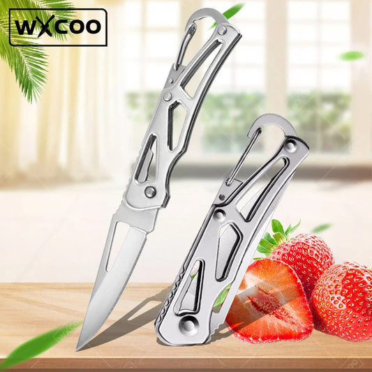 WXCOO Stainless Steel Kitchen Knife Portable Kitchen Cutting Knife with Keychain Meat Cleaver Fruit Slicing and Peeling Knife