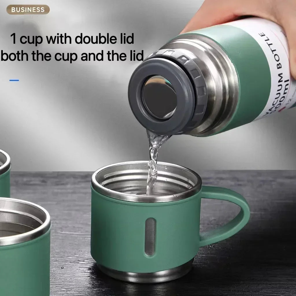 500ML Stainless Steel Vacuum Flask Gift Set Business Style Thermos Bottle Outdoor Travel Insulation Cup Couple Office Drinkware