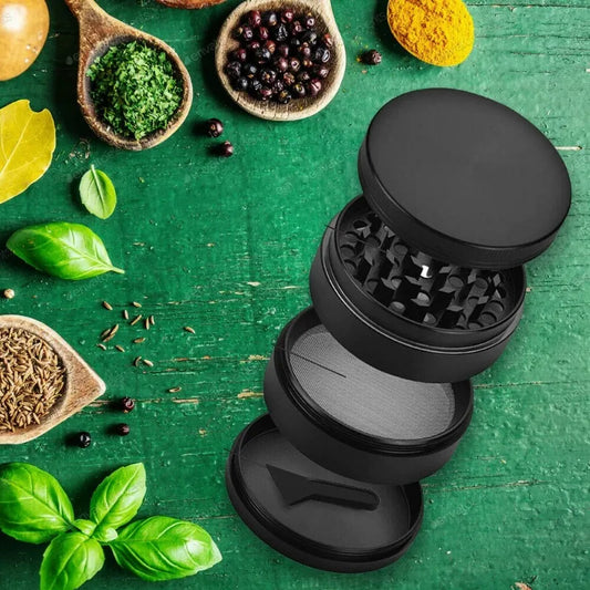 1.6in Zinc Alloy Herb Mill Grinder 4-Layer Manual Tobacco Spice Mortar Cigarette Herbal Grinder Smoking Accessories Kitchen Tool