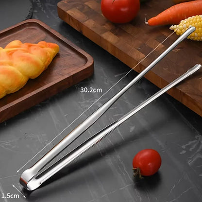 1Pc 304 Stainless Steel Barbecue Clip Grill Tongs Meat Cooking Utensils BBQ Baking Silver Kitchen Accessories Camping Supplies