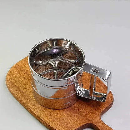 1PC Stainless Steel Flour Sifter Sieve with Hand Press Fine Mesh for Baking Powder Sugar Kitchen Baking Tools