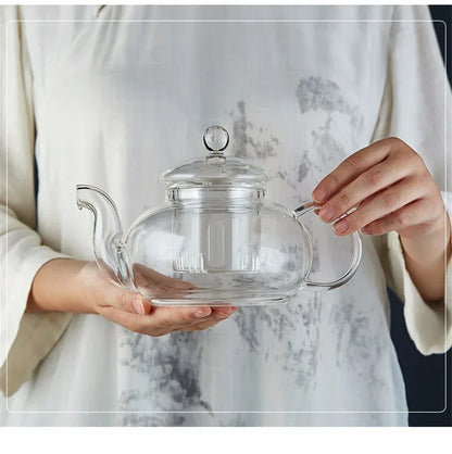 Glass Teapot with Tea Strainer Heat Resistant Glass Kettle Large Capacity Water Container Chinese Traditional Kung Fu Teaware