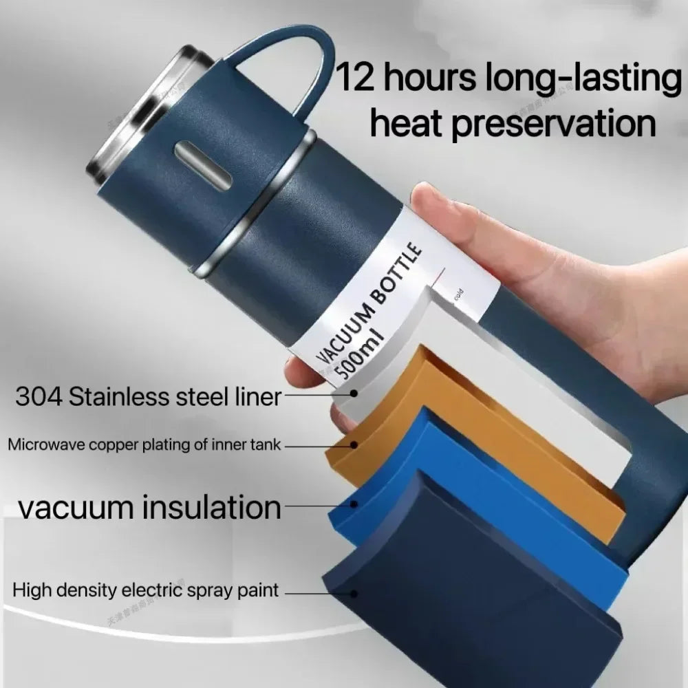 500ML Stainless Steel Vacuum Flask Gift Set Business Style Thermos Bottle Outdoor Travel Insulation Cup Couple Office Drinkware