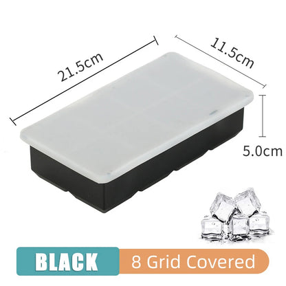 4/6/8/15 Grid Ice Cube Maker Household Large Ice Mold Bar Ice Making Mold Ice Ball Mold Ice Cube Mold Ice Tray Silicone with Lid