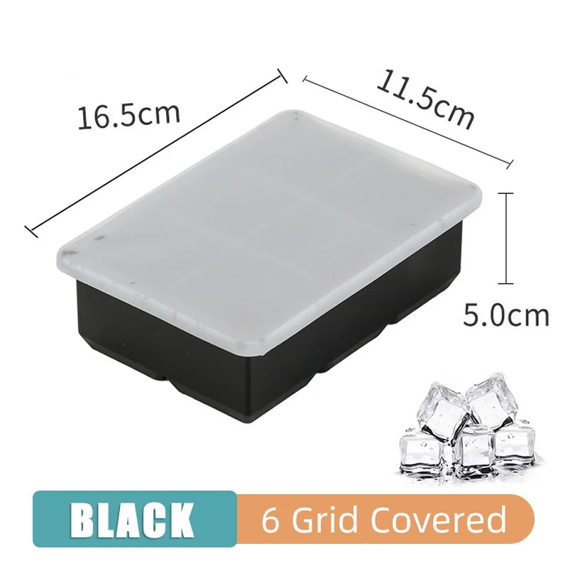4/6/8/15 Grid Ice Cube Maker Household Large Ice Mold Bar Ice Making Mold Ice Ball Mold Ice Cube Mold Ice Tray Silicone with Lid